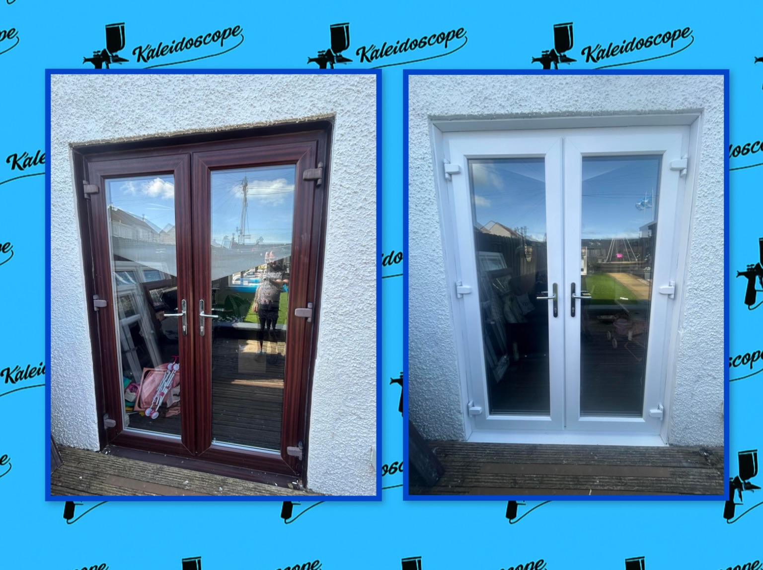 UPVC door before and after respray